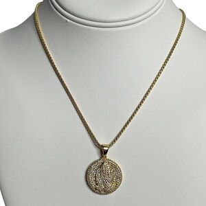 Praying Hands sparkling stone pendant on 28 inch chain NWOT
